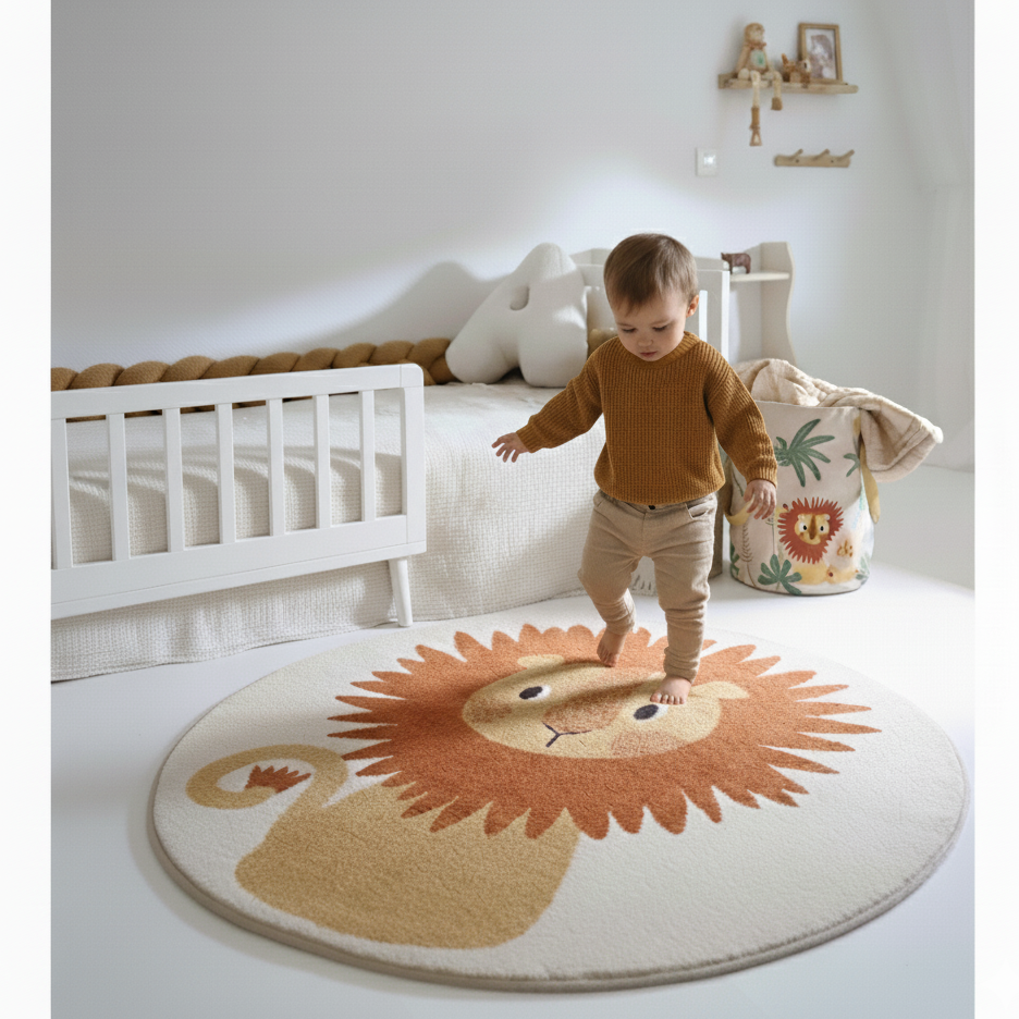nattiot-tiaggo-tapis-enfant-rond-petit-lion image 2