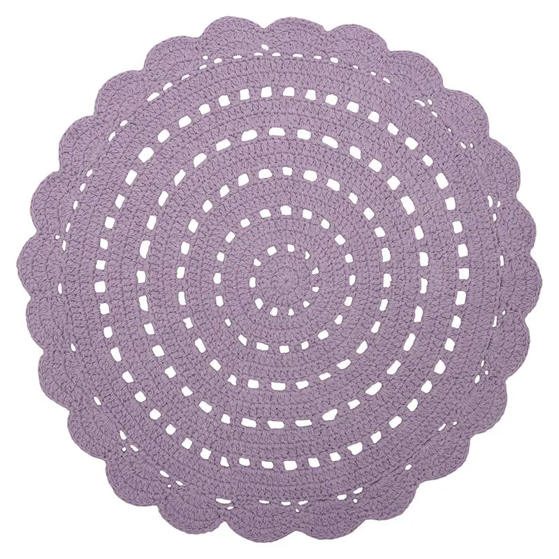 nattiot-alma-mauve-tapis-chambre-enfant-coton-crochet-rond-lavable image 1