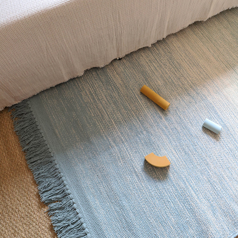 nattiot-kirthy-bleu-tapis-chambre-enfant-coton-tiss-main-rectangulaire-franges image 2