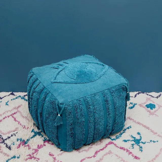 nattiot-siva-saphir-pouf-boh-me-carr-d-houssable-coton image 1