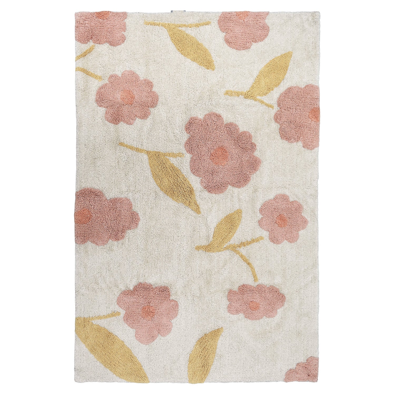 nattiot-sunny-flowers-peach-tapis-enfant-100x150-cm-coton image 1