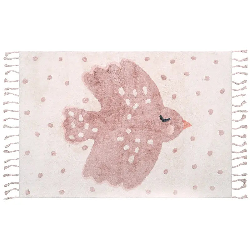 nattiot-birdy-tapis-chambre-enfant-coton-lavable-motif-oiseaux image 1