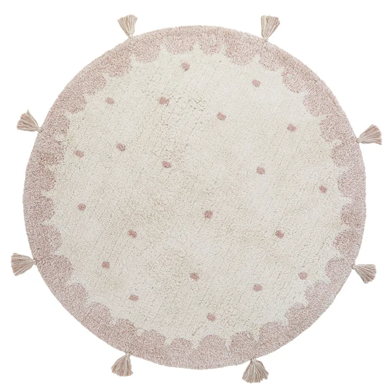 nattiot-mallen-tapis-chambre-enfant-coton-lavable-pois-rond image 1
