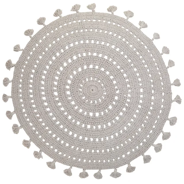 nattiot-nila-gris-perle-tapis-chambre-enfant-coton-crochet-rond image 1