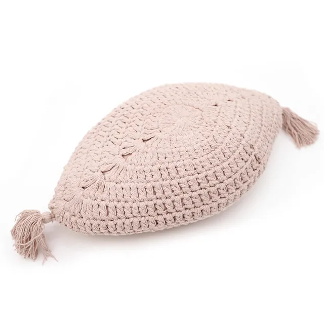 nattiot-plume-rose-nude-coussin-boh-me-coton-crochet-pompons image 1