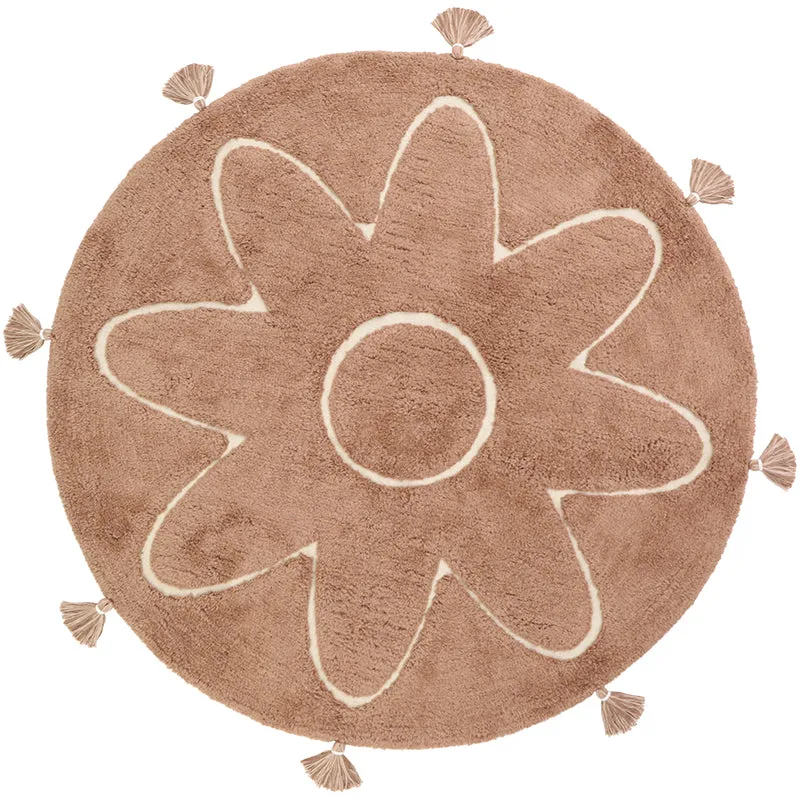 nattiot-yva-tapis-enfant-boh-me-rond-avec-pompons image 1