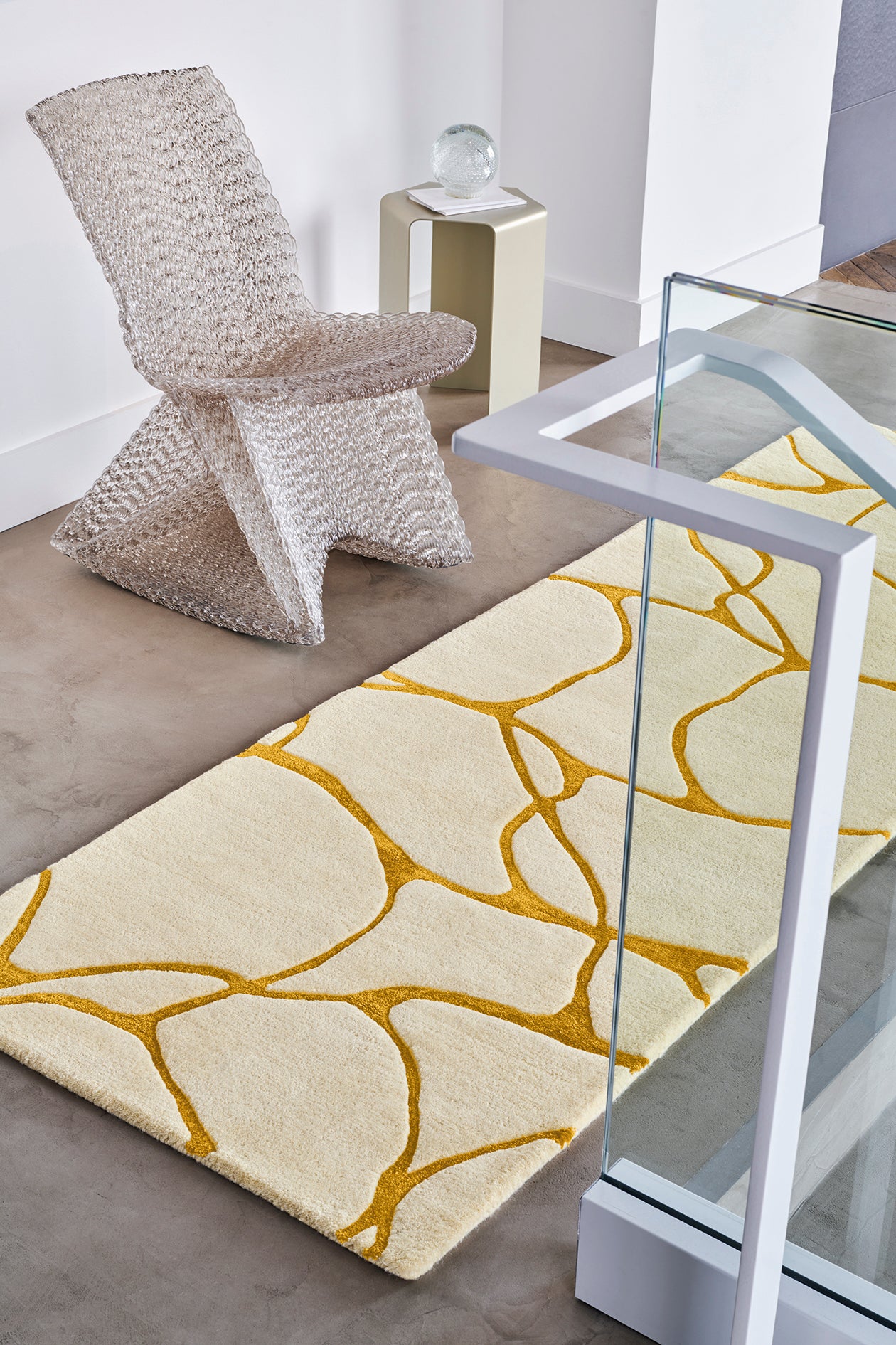 toulemonde-bochart-ambre-tapis-runner-naturel-blanc-et-or-80x240 image 5