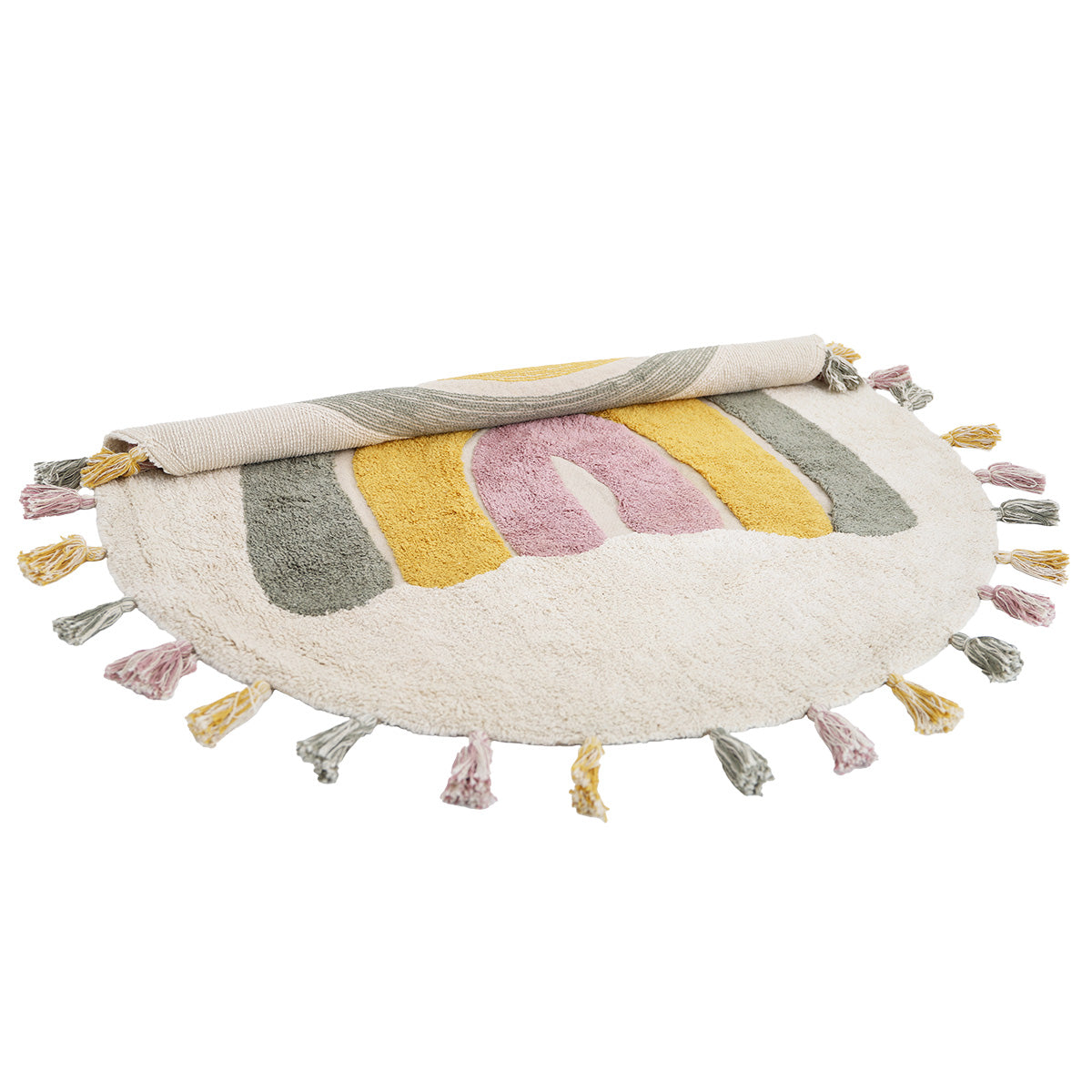 nattiot-rainbow-moss-tapis-enfant-coton-lavable-arc-en-ciel-pompons image 3