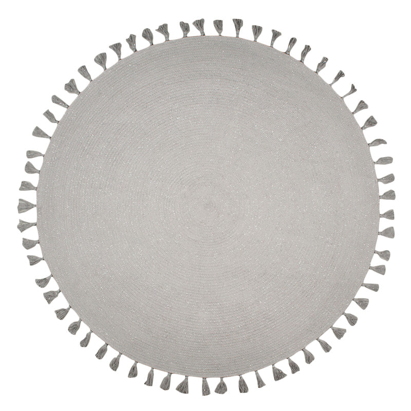 nattiot-josephine-tapis-rond-gris-argent-pompons image 1