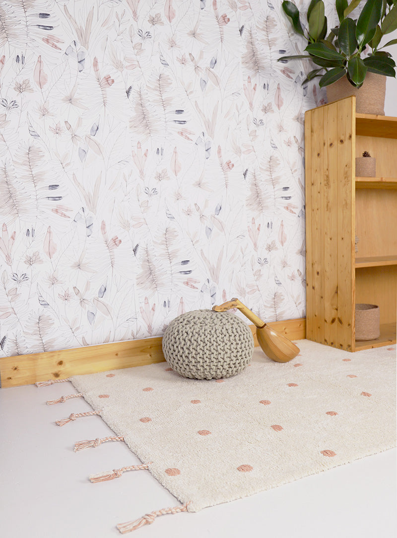 nattiot-n-mi-rose-nude-tapis-chambre-enfant-coton-lavable-pois image 2
