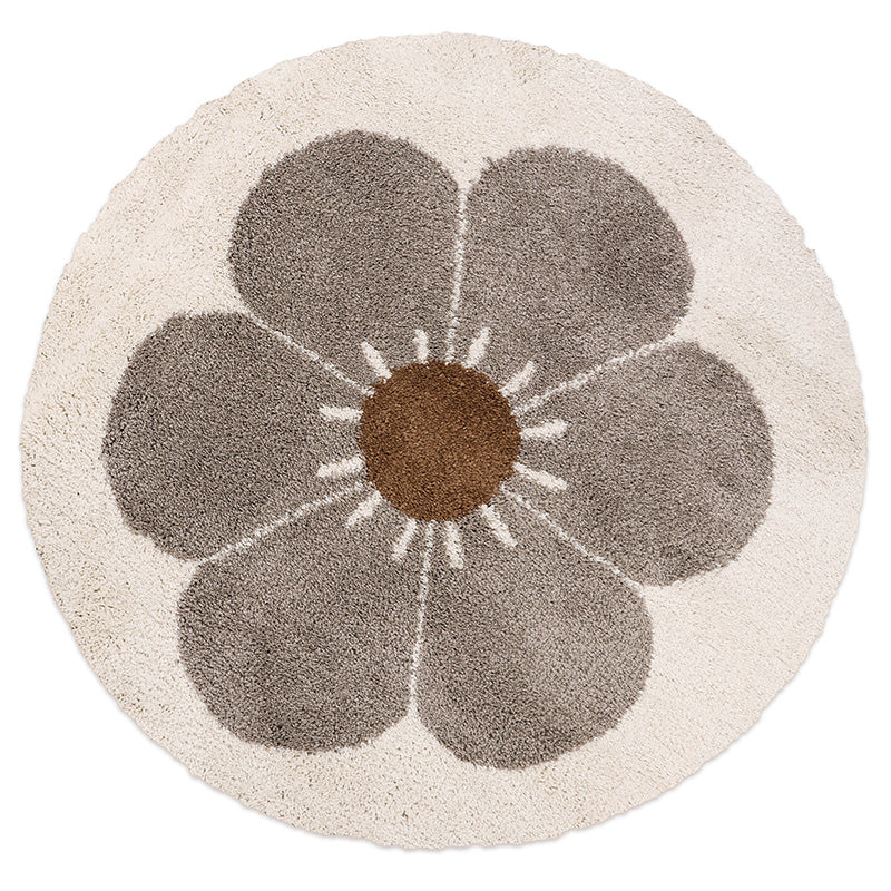 nattiot-bohemian-daisy-taupe-tapis-chambre-enfant-rond-velours image 1