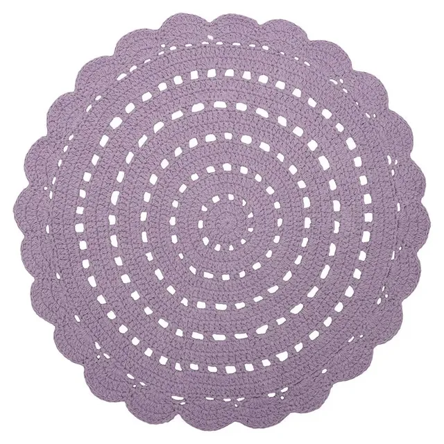 nattiot-alma-mauve-tapis-chambre-enfant-coton-crochet-rond-lavable image 1