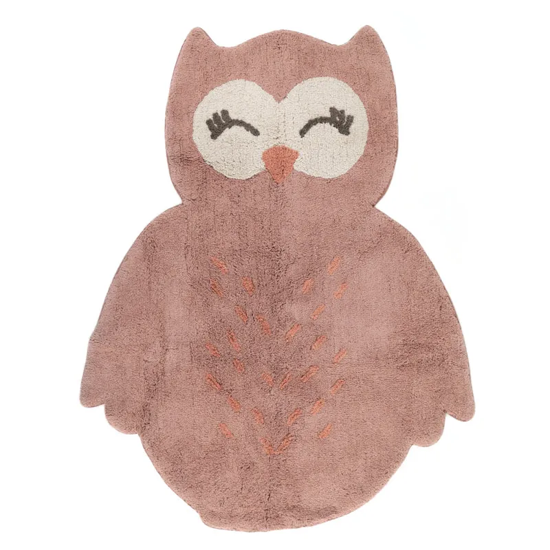 nattiot-little-pepa-tapis-chambre-enfant-coton-lavable-petit-hibou image 1