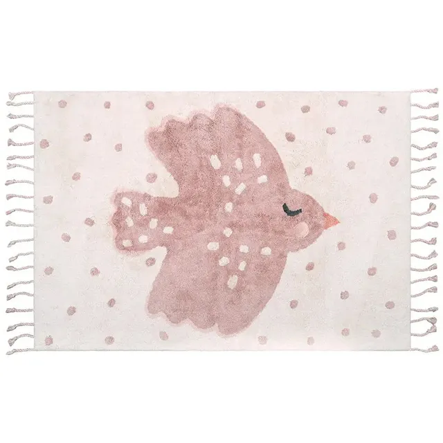 nattiot-birdy-tapis-chambre-enfant-coton-lavable-motif-oiseaux image 1