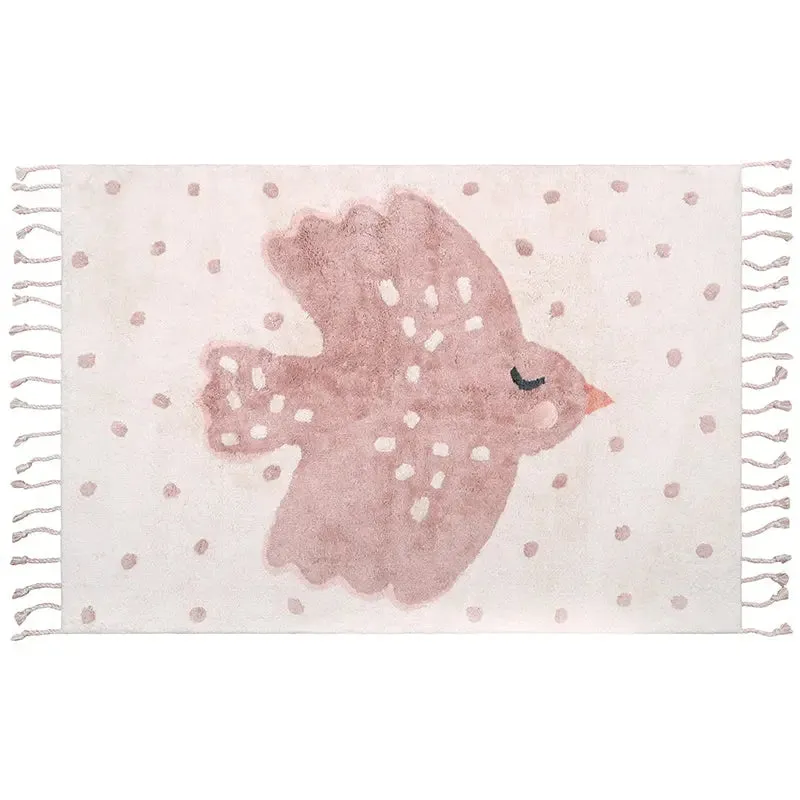 nattiot-birdy-tapis-chambre-enfant-coton-lavable-motif-oiseaux image 1