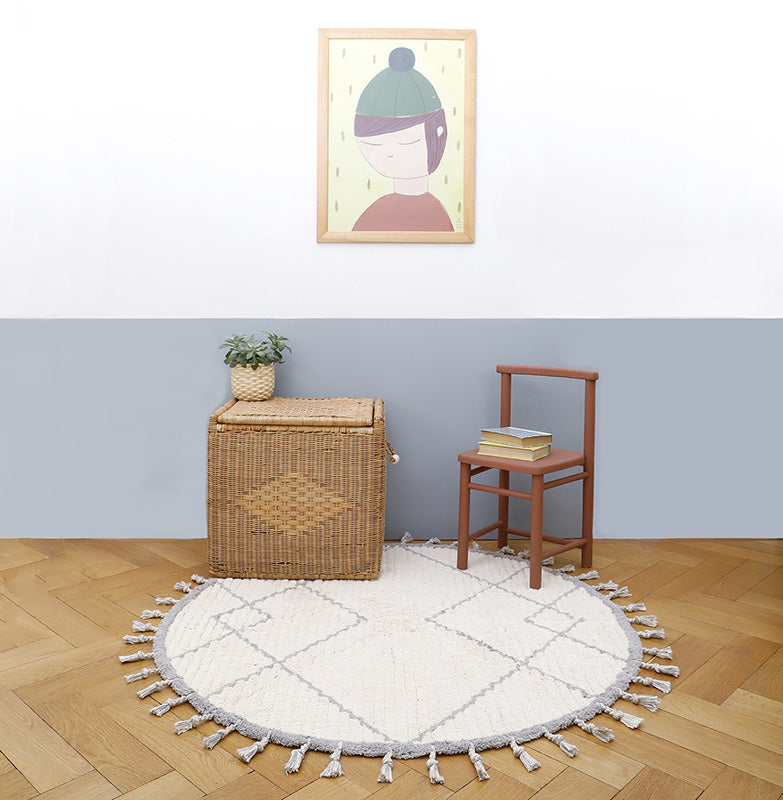 nattiot-c-me-naturel-gris-tapis-enfant-rond-coton-lavable-tress image 2