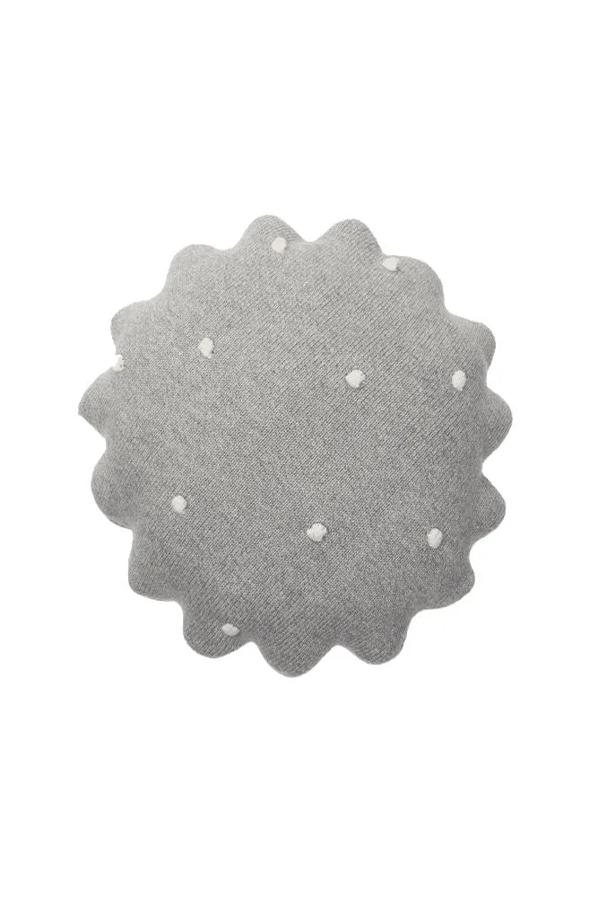 lorena-canals-coussin-tricot-rond-biscuit-gris image 1