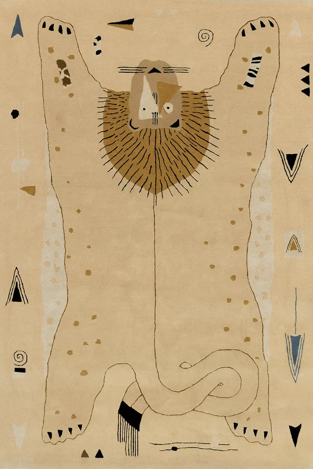 toulemonde-bochart-lion-tapis-chambre-enfant-beige-en-laine-tuft-e-main image 1