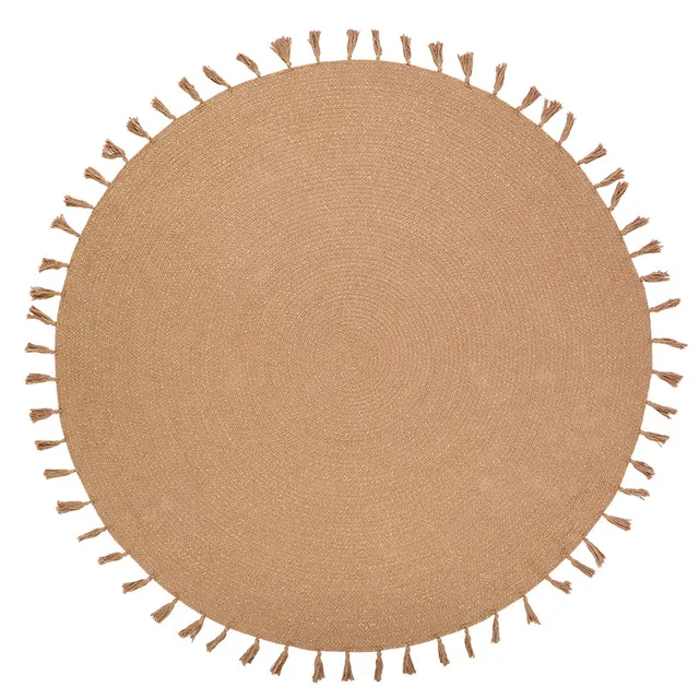 nattiot-lisette-tapis-chambre-enfant-coton-rond-avec-pompons image 1