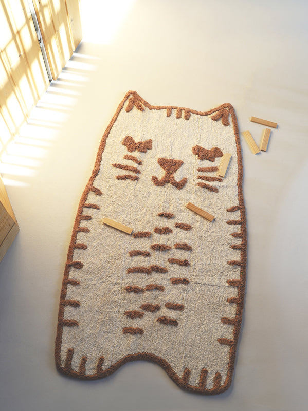 nattiot-little-charlie-tapis-chambre-enfant-coton-lavable-petit-chat image 2