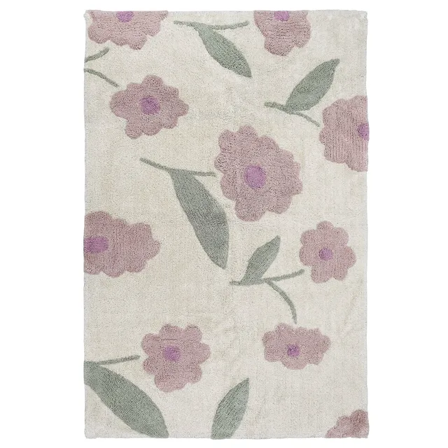 nattiot-sunny-flowers-rose-tapis-enfant-100x150-cm-coton-fleurs image 1