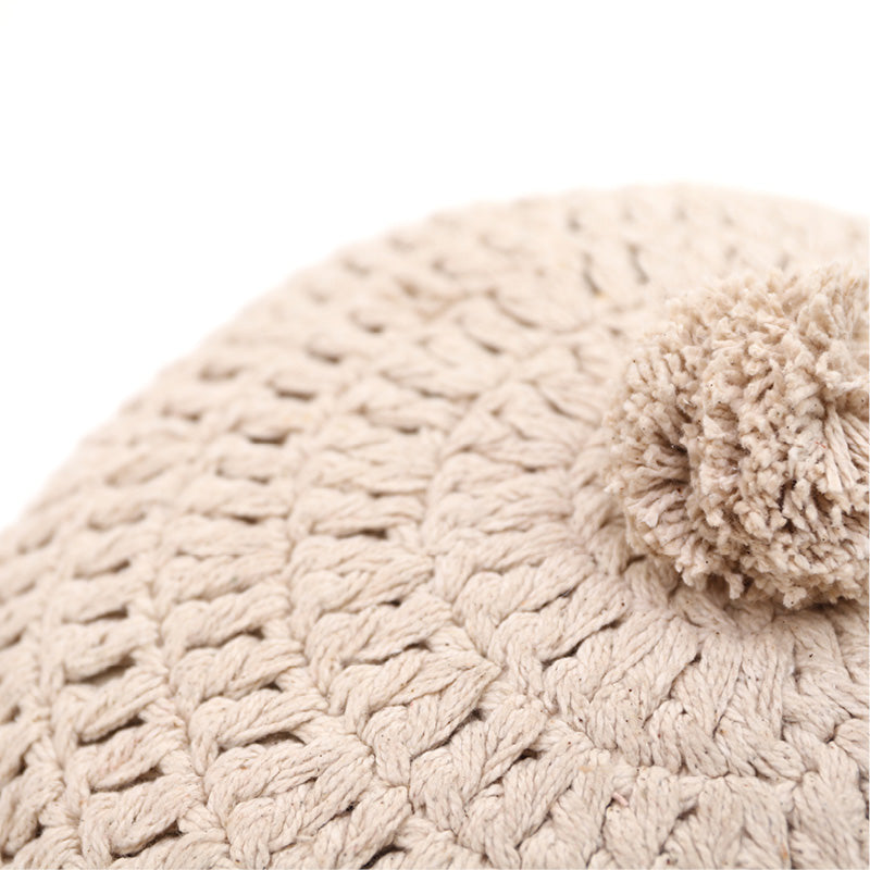 nattiot-lenka-ecru-coussin-coton-rond-crochet-pompon-boh-me image 5