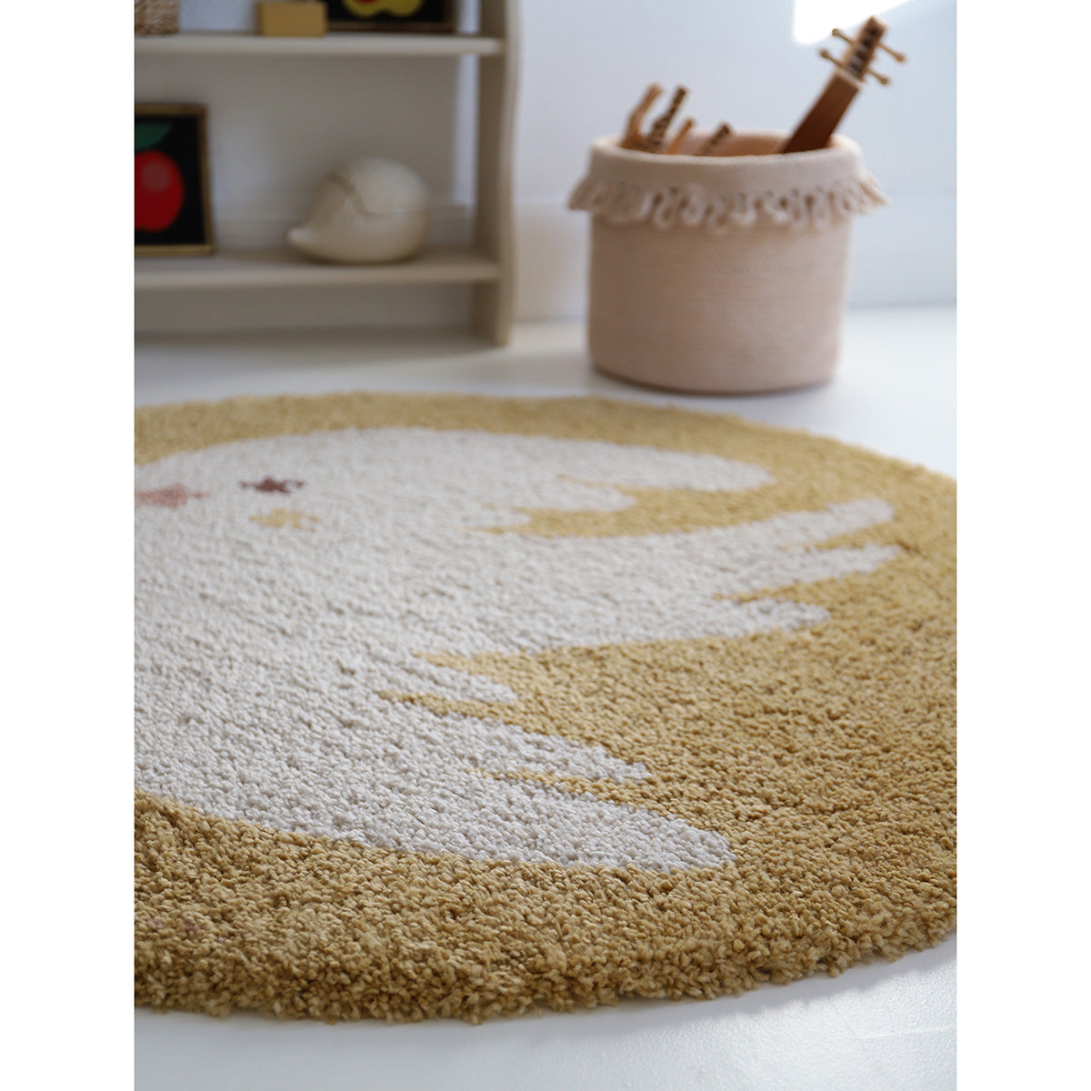 nattiot-bohemian-bird-miel-tapis-chambre-enfant-rond-petit-oiseau image 4