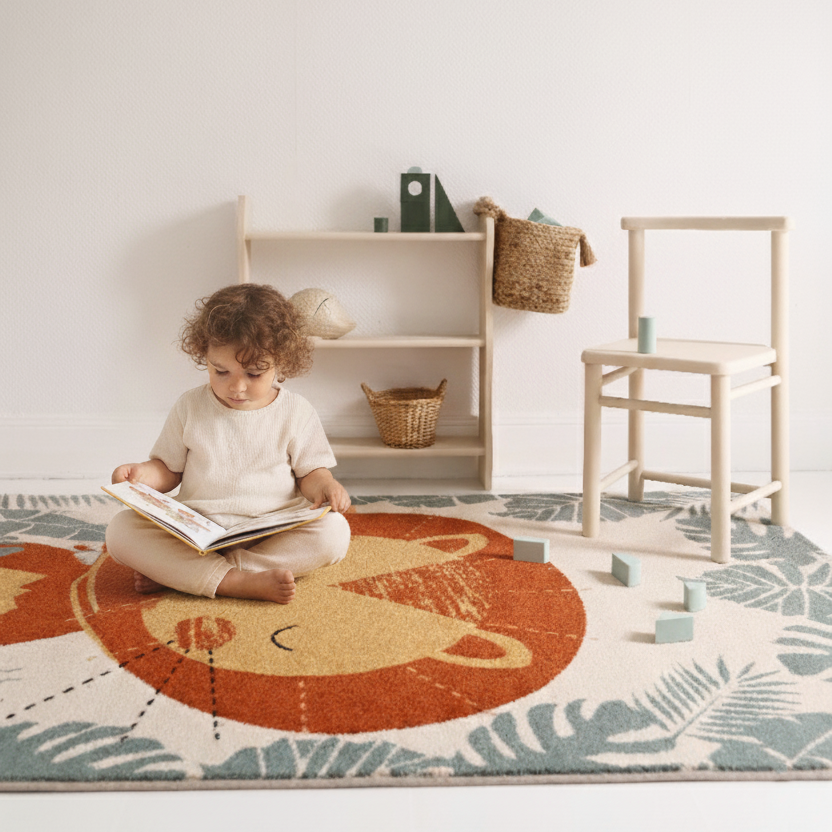 nattiot-ichiro-m-tapis-chambre-enfant-lion-rectangulaire image 2