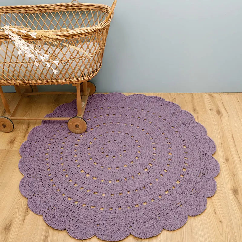 nattiot-alma-mauve-tapis-chambre-enfant-coton-crochet-rond-lavable image 2
