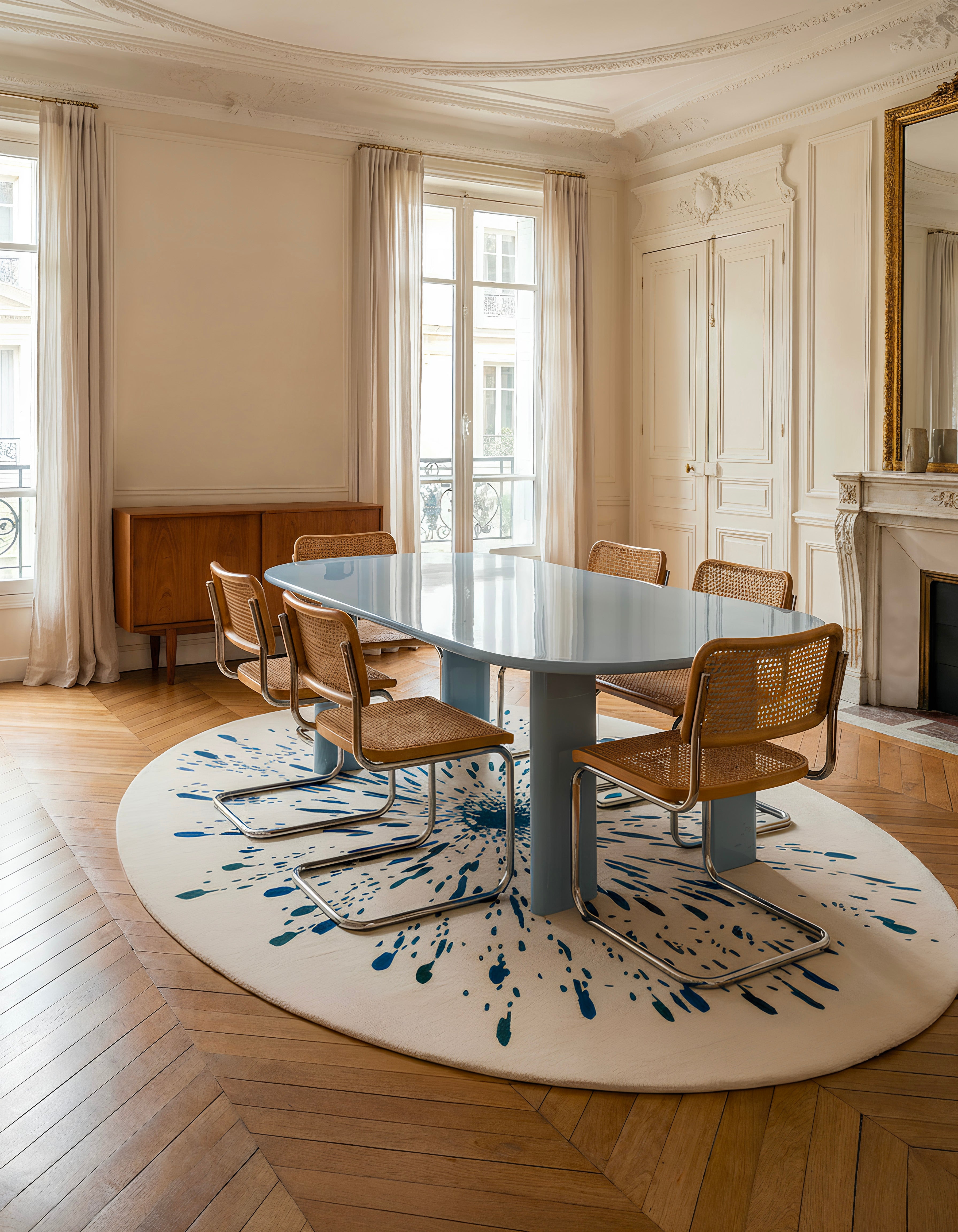 toulemonde-bochart-paint-ovale-tapis-ovale-bleu-en-laine-et-viscose-200x300 image 2