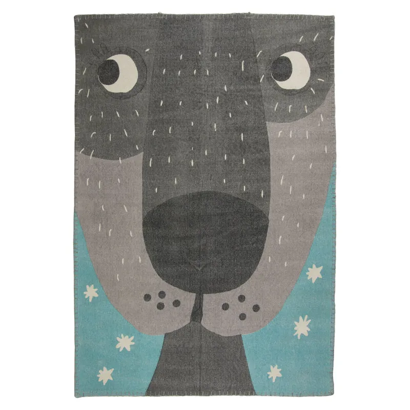 nattiot-annibal-vintage-tapis-chambre-enfant-imprim-loup-coton-2-en-1 image 1