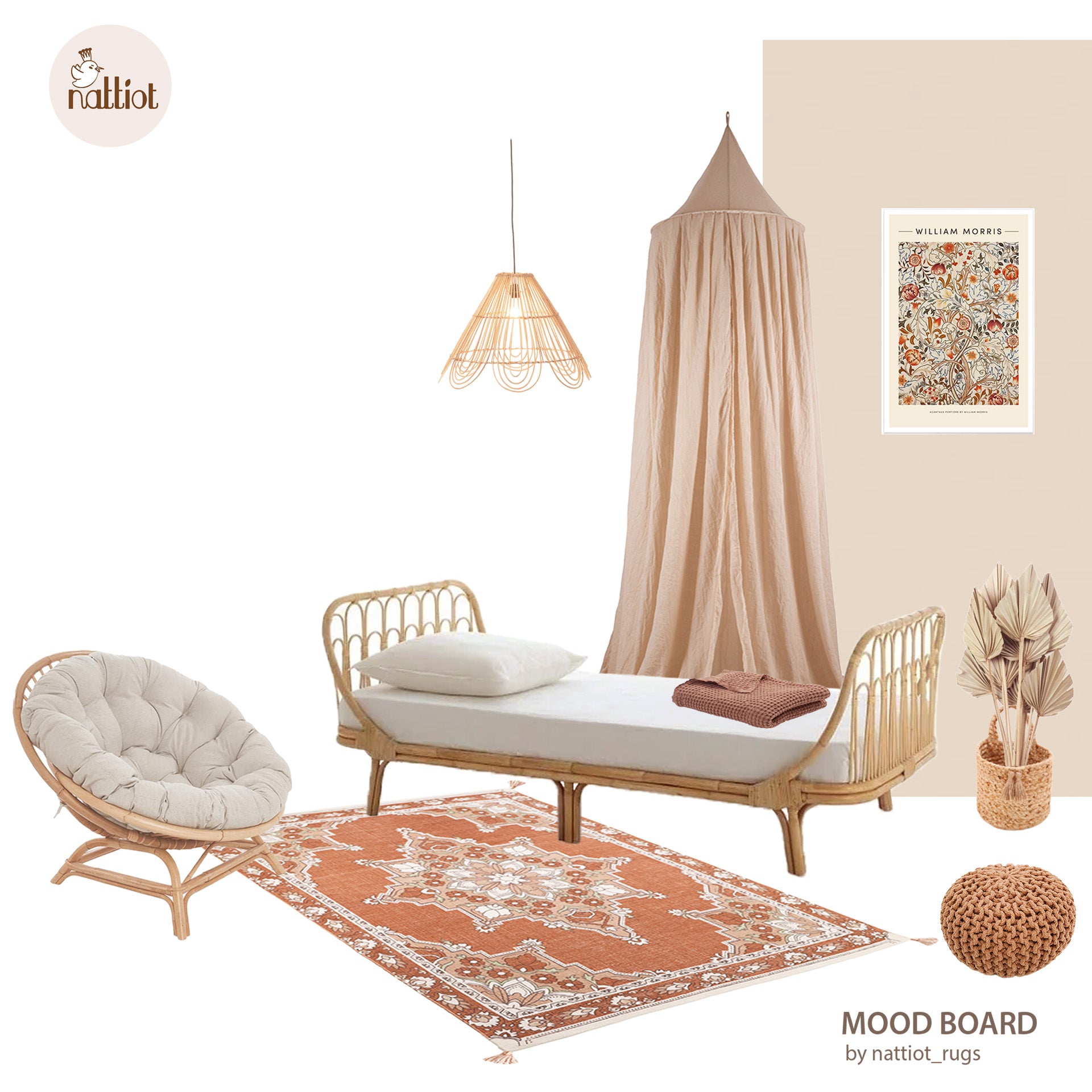 nattiot-lalitha-tapis-coton-imprim-motif-boh-me-pompons image 4