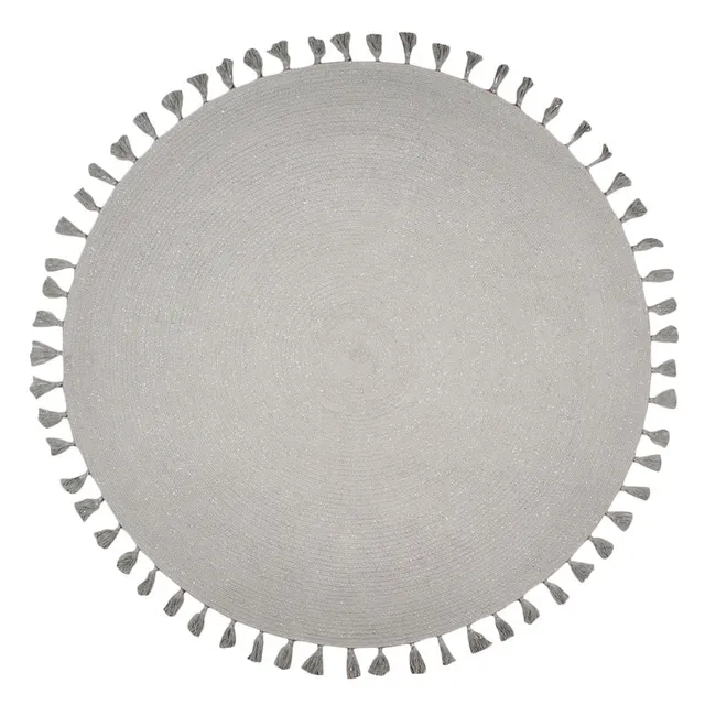 nattiot-josephine-tapis-rond-gris-argent-pompons image 1
