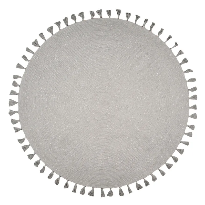 nattiot-josephine-tapis-rond-gris-argent-pompons image 1