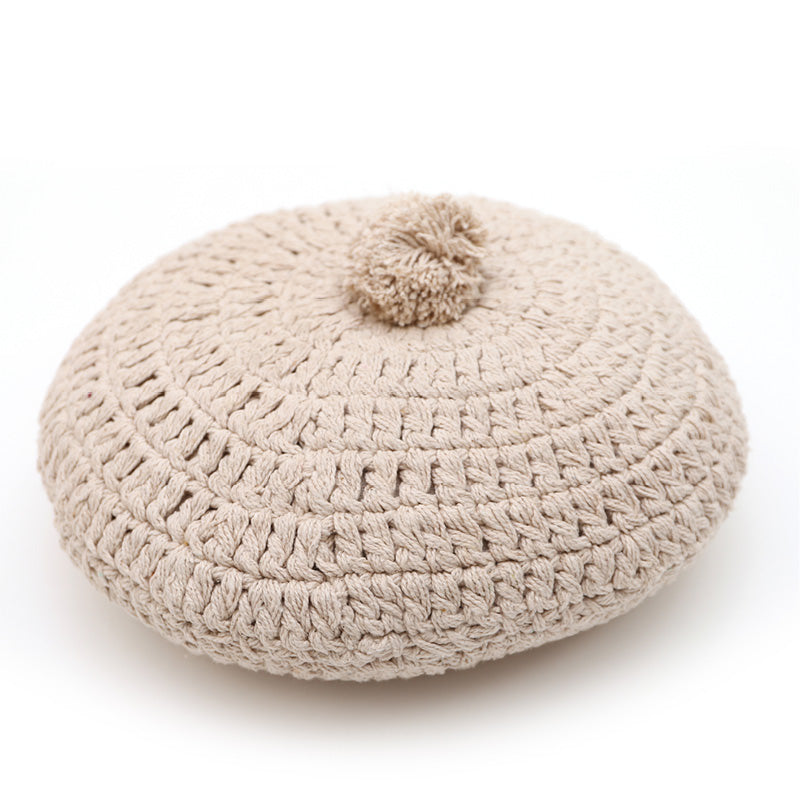 nattiot-lenka-ecru-coussin-coton-rond-crochet-pompon-boh-me image 2
