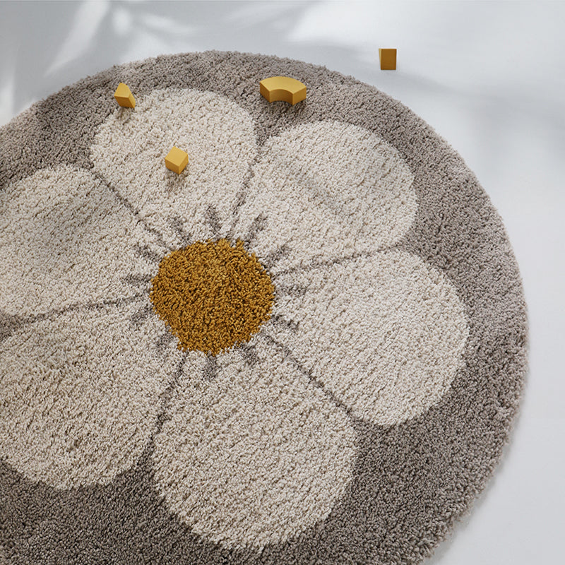 nattiot-bohemian-daisy-beige-tapis-chambre-enfant-rond image 2