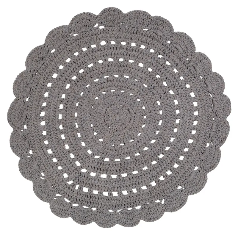 nattiot-alma-gris-tapis-chambre-enfant-rond-crochet-coton-lavable image 1
