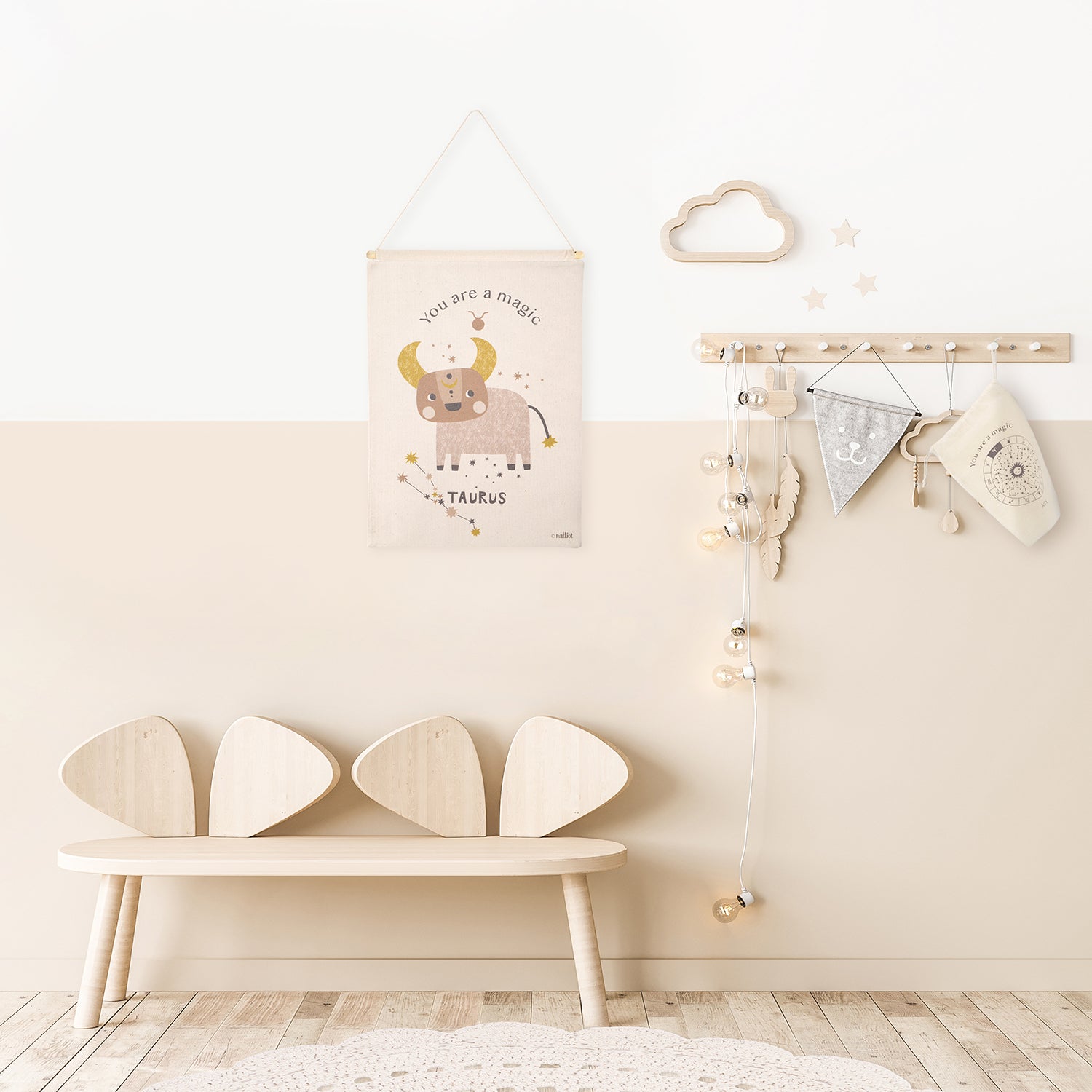 nattiot-little-taurus-taureau-d-co-murale-chambre-enfant-zodiaque-coton image 2