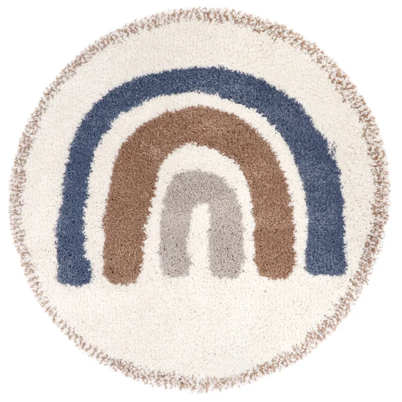 nattiot-bohemian-rainbow-bleu-tapis-enfant-rond-arc-en-ciel image 1