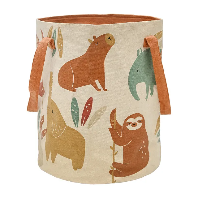 nattiot-jungle-sunrise-panier-rangement-chambre-enfant-coton image 1