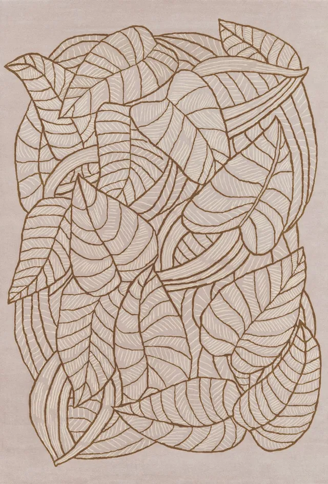 toulemonde-bochart-eden-naturel-tapis-laine-tuft-main-beige-feuilles image 1