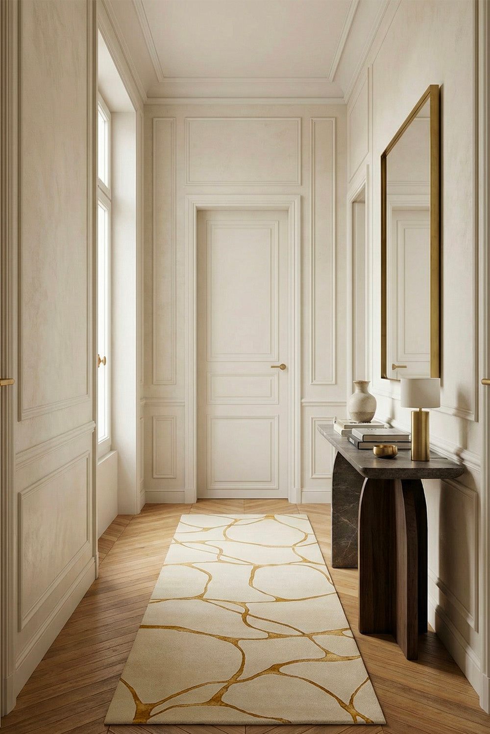 toulemonde-bochart-ambre-tapis-runner-naturel-blanc-et-or-80x240 image 2