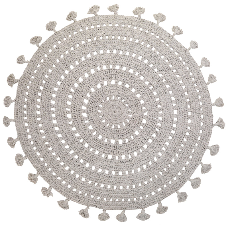 nattiot-nila-gris-perle-tapis-chambre-enfant-coton-crochet-rond image 1