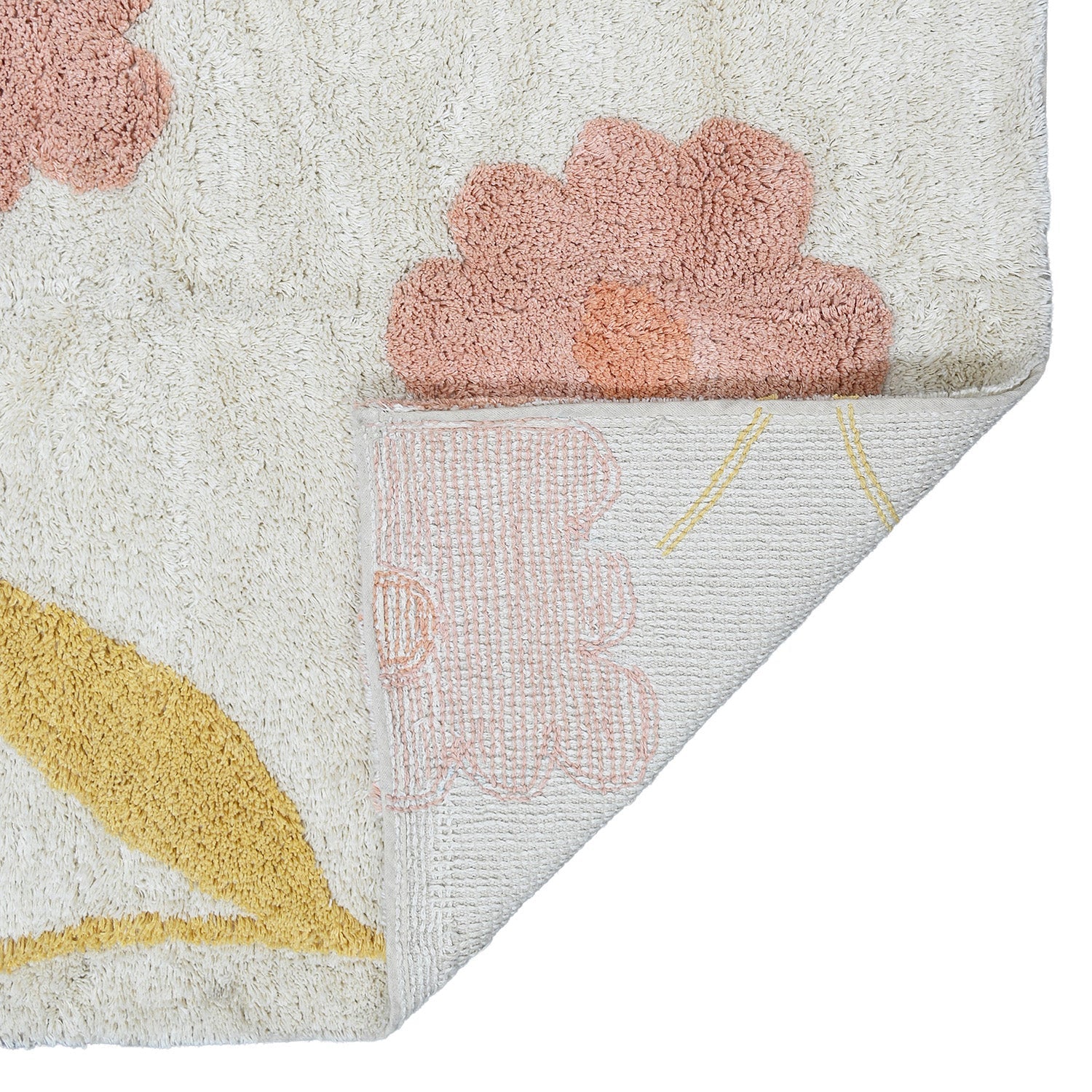 nattiot-sunny-flowers-peach-tapis-enfant-100x150-cm-coton image 2