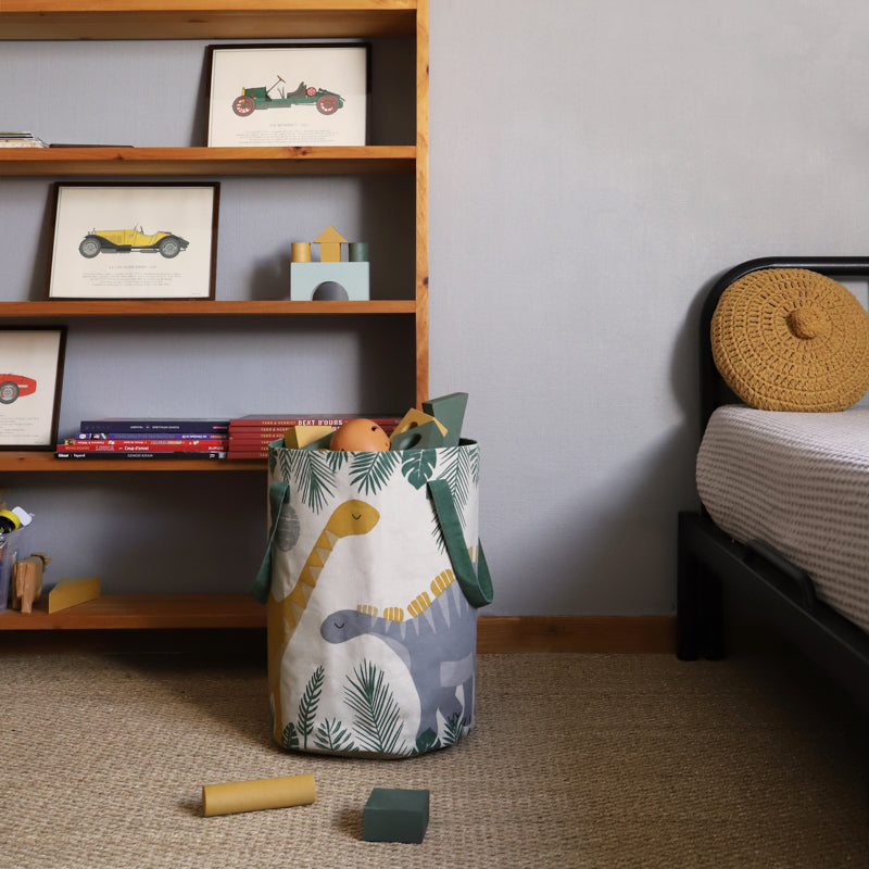 nattiot-sensaku-panier-de-rangement-chambre-enfant-dinosaure-coton image 2