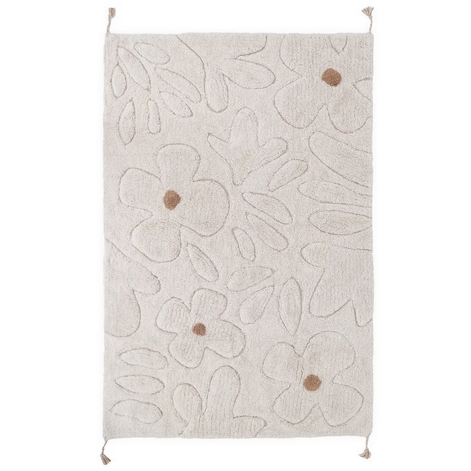 nattiot-gentle-flora-tapis-chambre-enfant-coton-lavable-motif-fleurs image 1