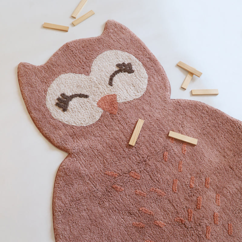 nattiot-little-pepa-tapis-chambre-enfant-coton-lavable-petit-hibou image 2