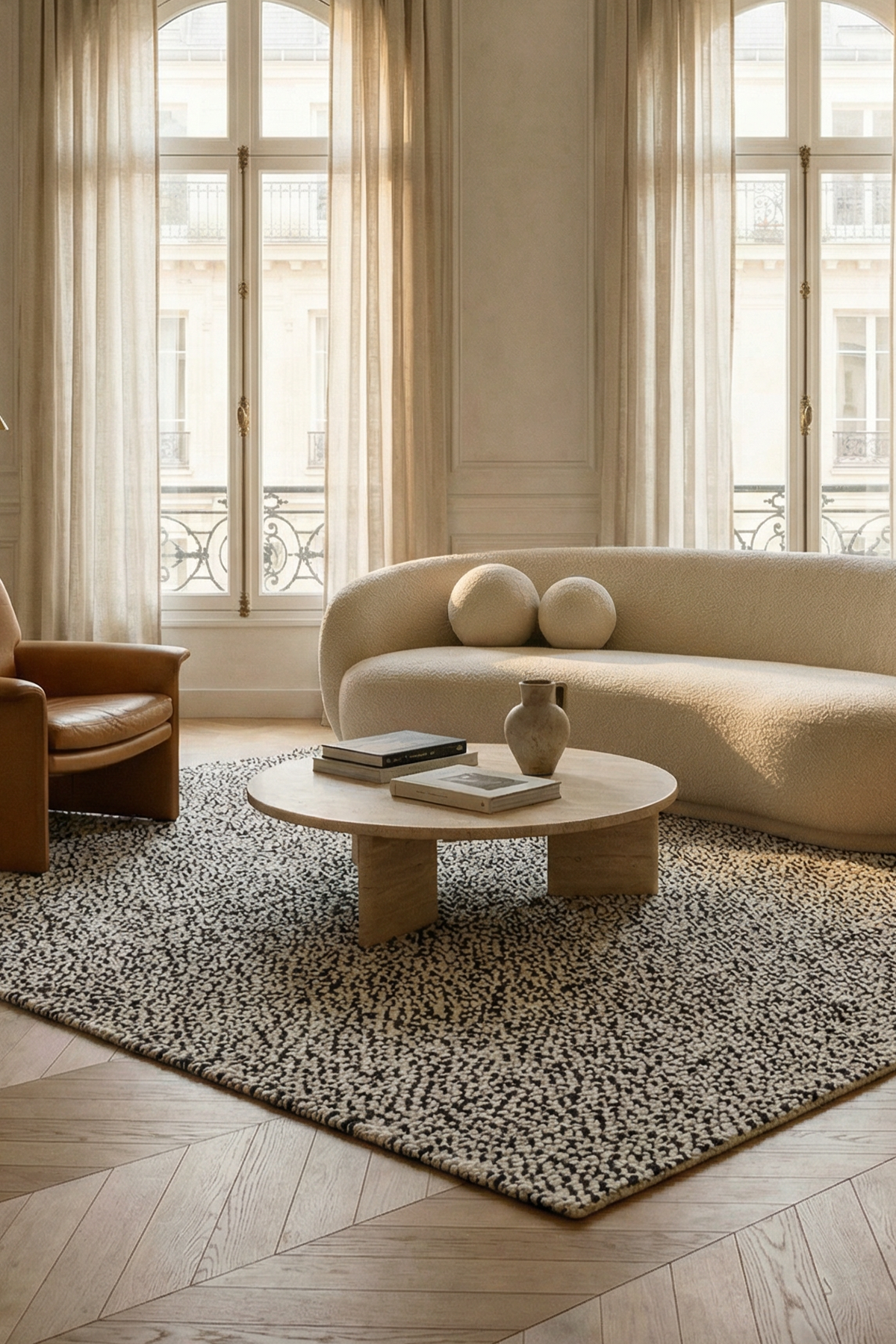 toulemonde-bochart-serac-tapis-noir-blanc-laine-tuft-main image 2