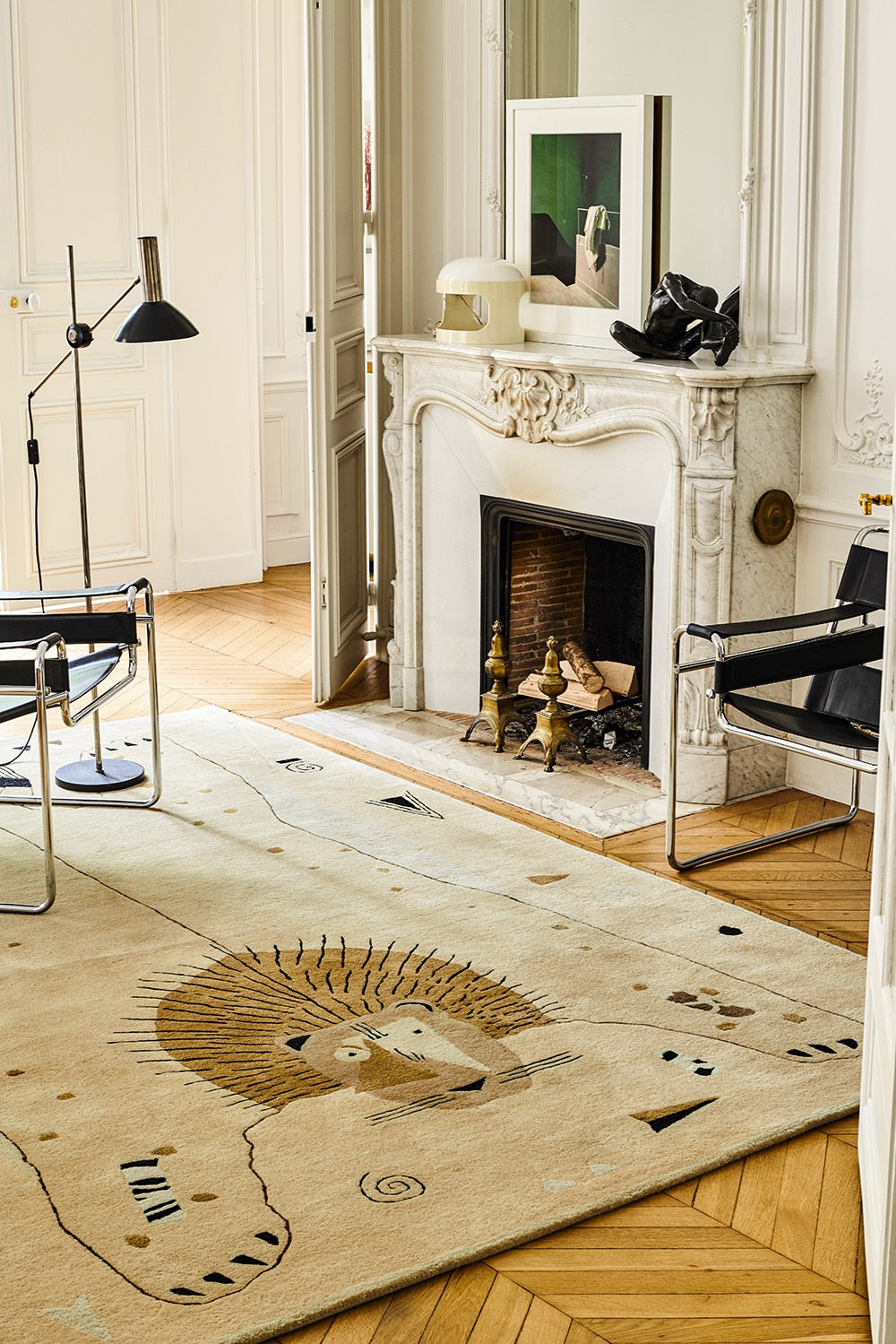 toulemonde-bochart-lion-tapis-chambre-enfant-beige-en-laine-tuft-e-main image 2