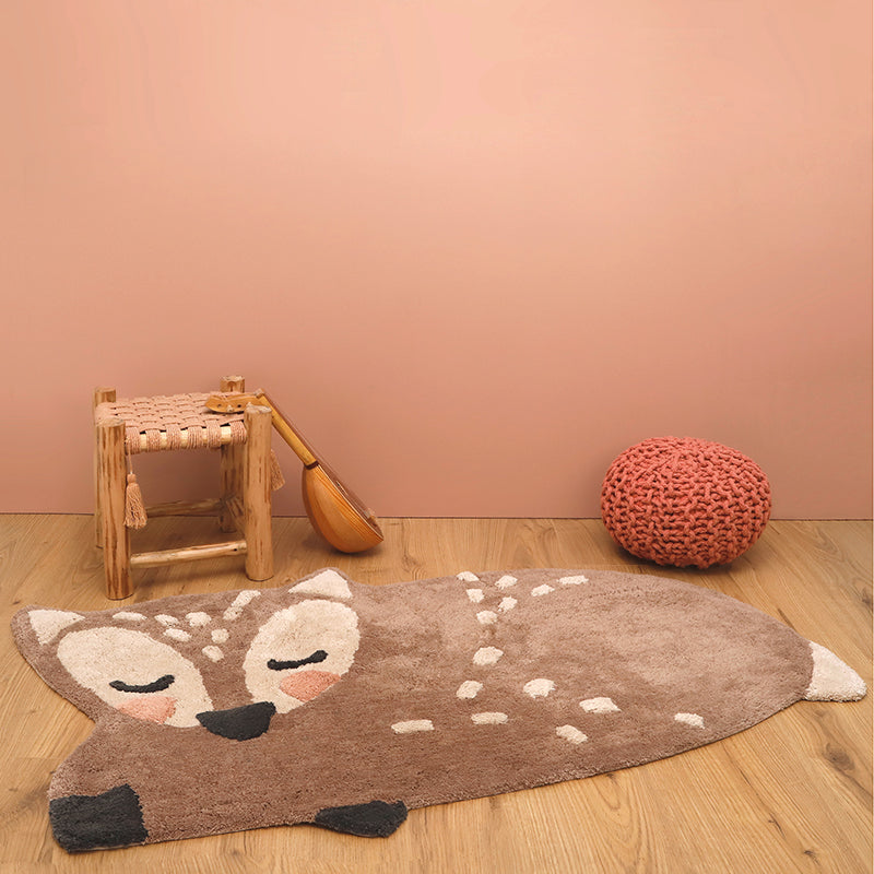 nattiot-little-deer-tapis-enfant-petit-faon-coton-lavable-machine image 1